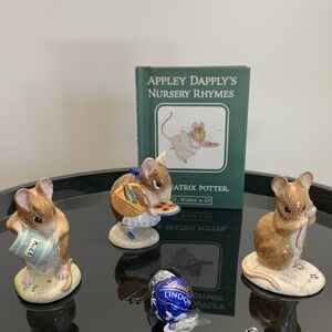 Royal Doulton's Beatrix Potter Mouse Figurine Set/3 + 1 Story Tale Book